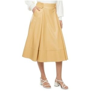 NWT Rye Grass 24W Faux Leather Yellow Full Skirt 122711